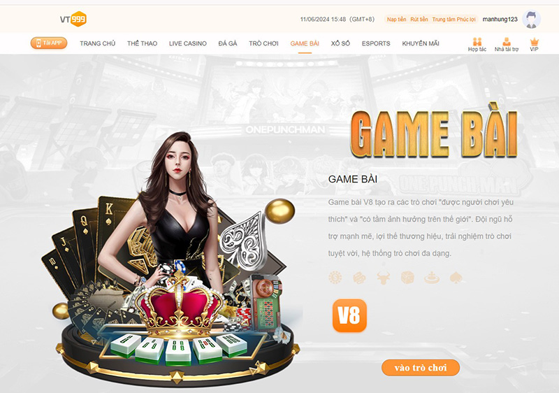 sảnh game bài đổi thưởng nhà cái VT999